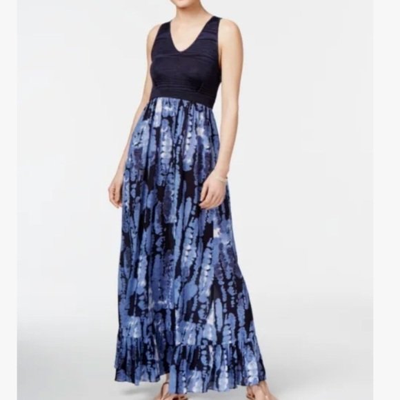 Inc international Concepts Navy Blue Tie Dye Sleeveless Maxi Dress size 8 - Picture 1 of 13